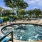 a pool with a slide in it
